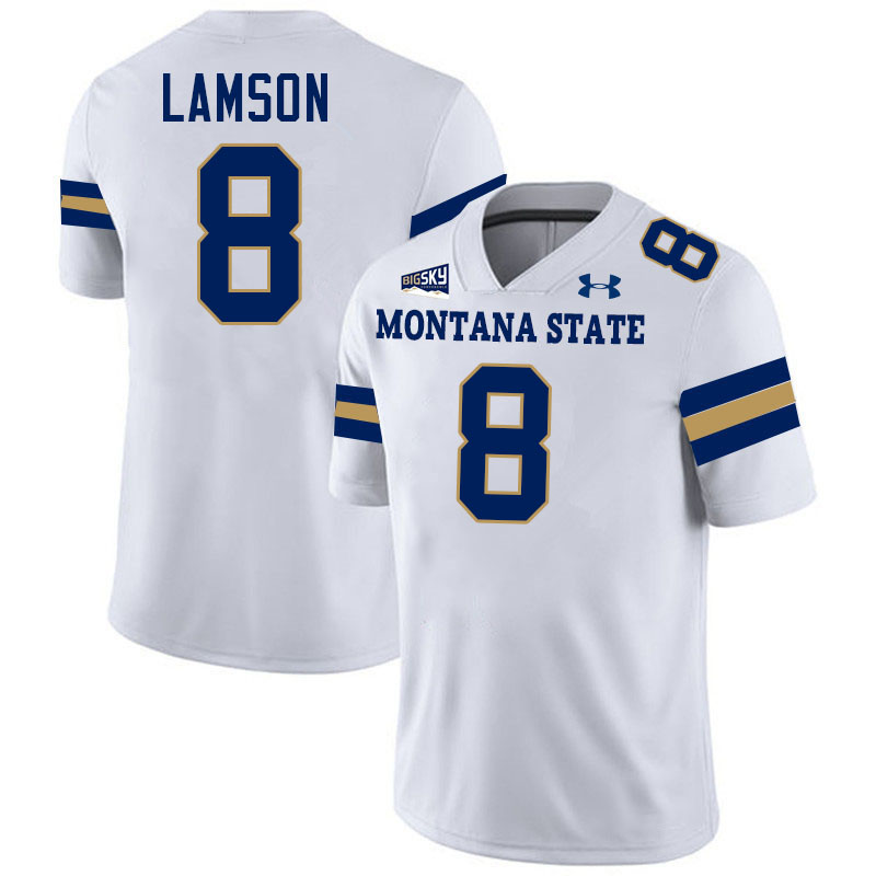 #8 Justin Lamson Montana State Bobcats Jerseys Football Uniforms Stitched-White